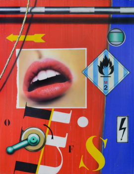 BOUCHE / FOND ROUGE / BLEU / in-S